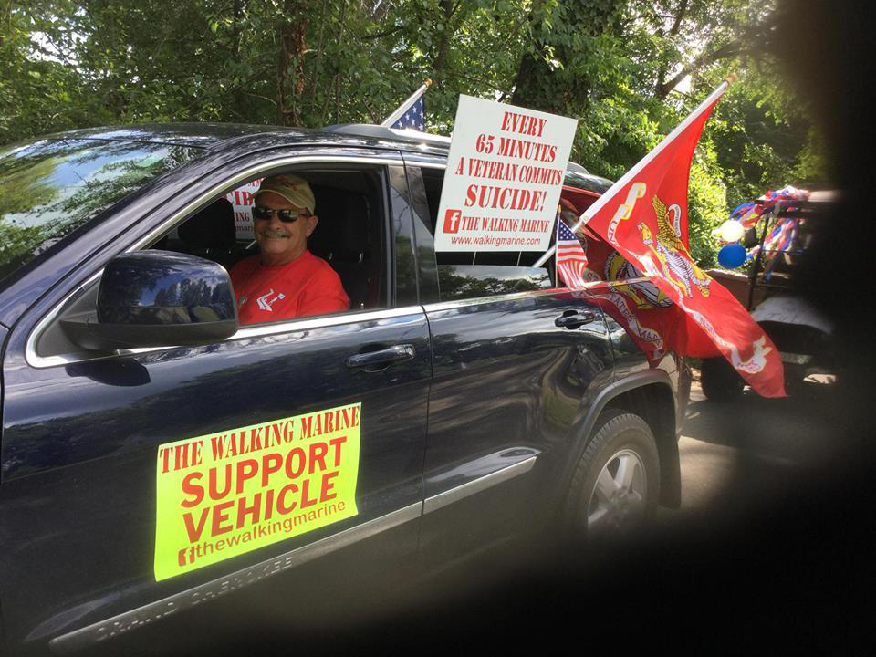 Terry raising awareness at a parade in Greensboro, NC
